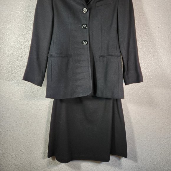 Compagnie Internationale Express Womens Black Jacket & Skirt Petite 7/8 WoolBlnd - Picture 2 of 15